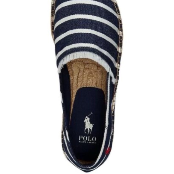 NEW POLO RALPH LAUREN MEN'S Cevio Crest Madras Espadrilles SLIP ON BLUE STRIPE - Picture 3 of 6